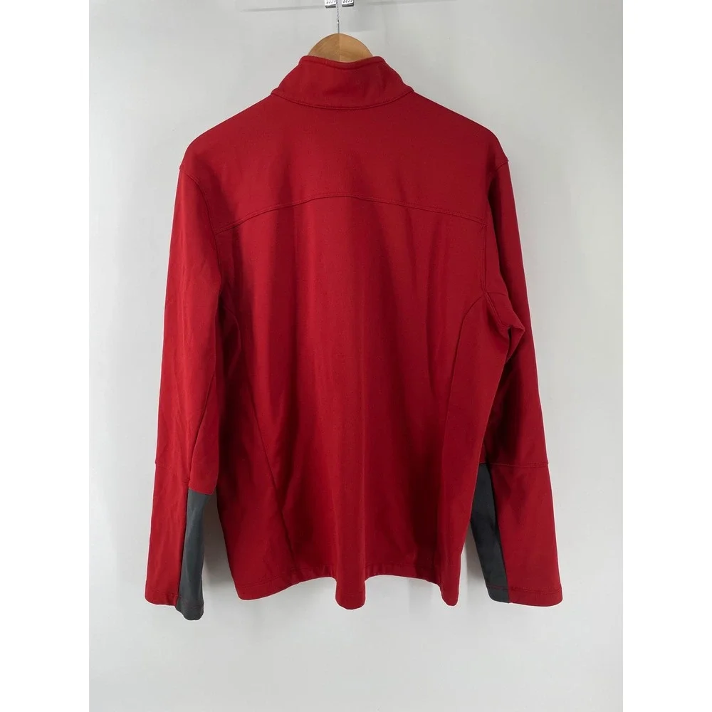 The North Face Quarter Zip Pullover Mens XL Red Grey‎ Fleece Lined Softshell